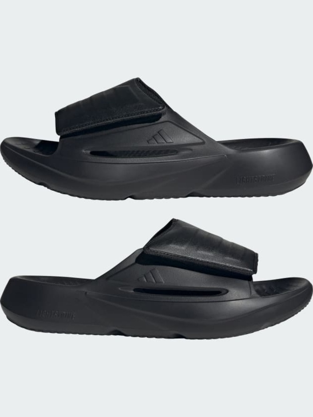 adidas All-Black Lightblaze Slide with Velcro Strap